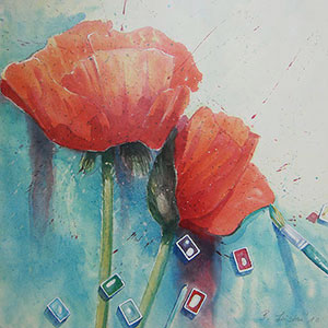 Mohnblume wird gemalt