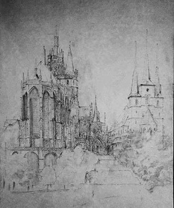 Vorzeichnung Erfurter Dom 